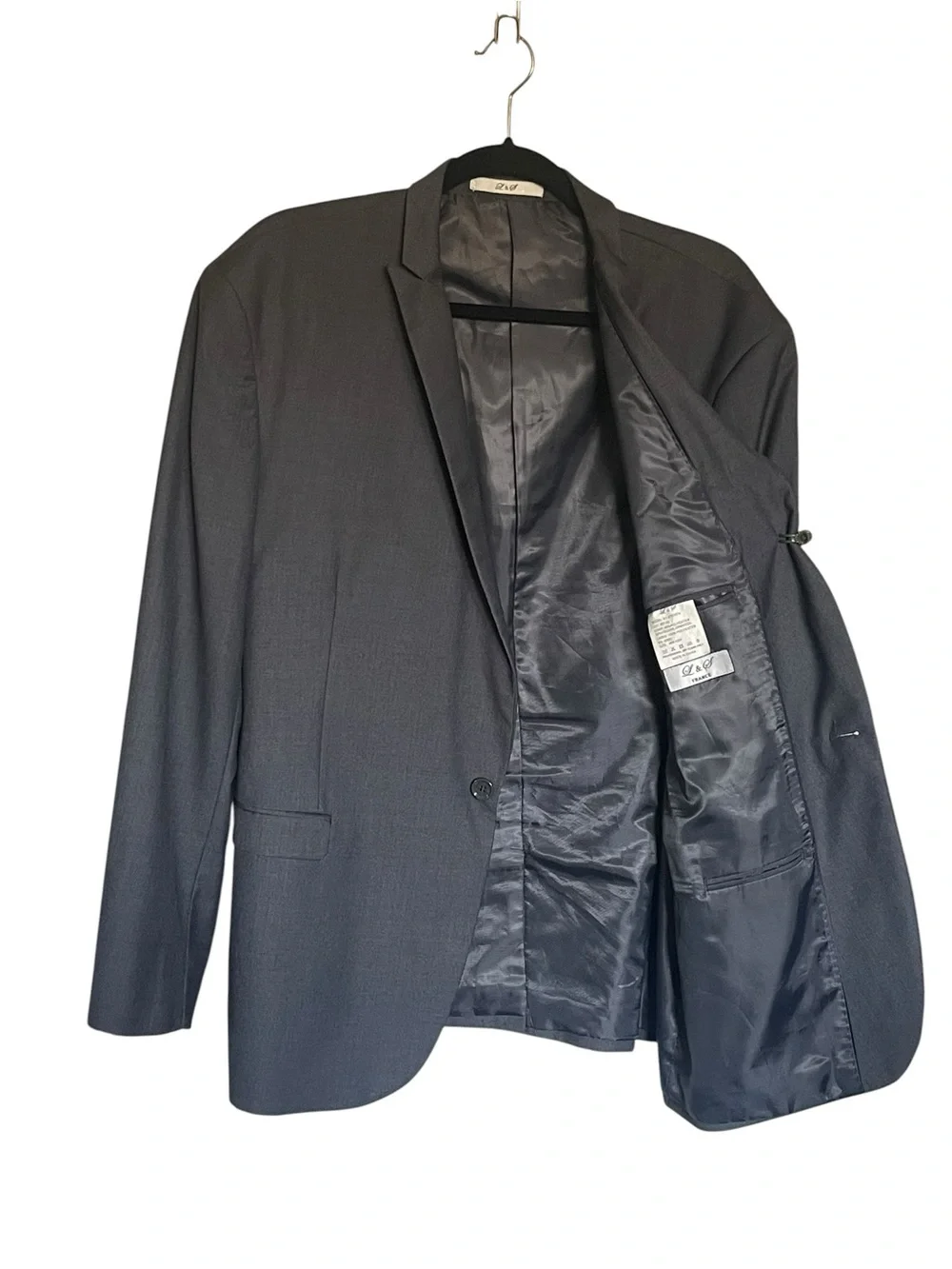 Men's Black Single-Button Notch Lapel Blazer
